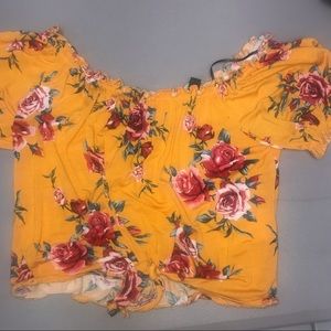 a cropped, off the shoulder top from H&M